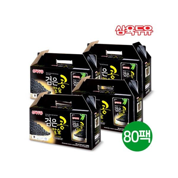 롯데  홈쇼핑 삼육식품 삼육두유 검은콩 칼슘 파우치 190ml 80팩
