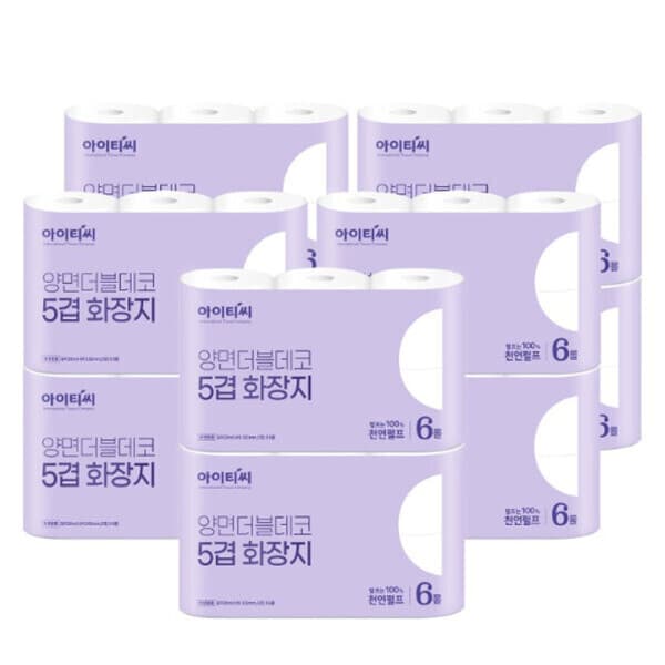 유아플러스 아이티씨 양면더블데코 5겹 화장지 20M 6입 x 10팩 - 최저가 34,500원