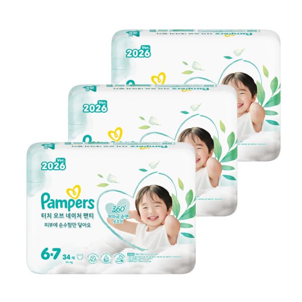 피앤지-스타배송 팸퍼스 프리미�m 터치 오브 네이처 팬티형 기저귀 6단계 102매 - 최저가 70,200원