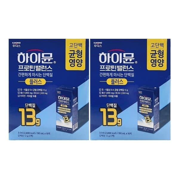 W쇼핑TV홈쇼핑 일동후디스 하이뮨 프로틴 밸런스 플러스 190ml x 16팩 x 2박스