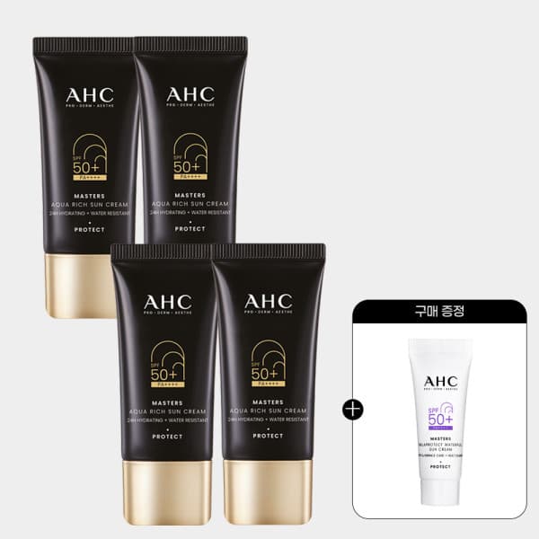 AHC_공식스토어 AHC 마스터즈 아쿠아리치 선크림 듀오 2개세트 + 워터풀 선크림 7ml