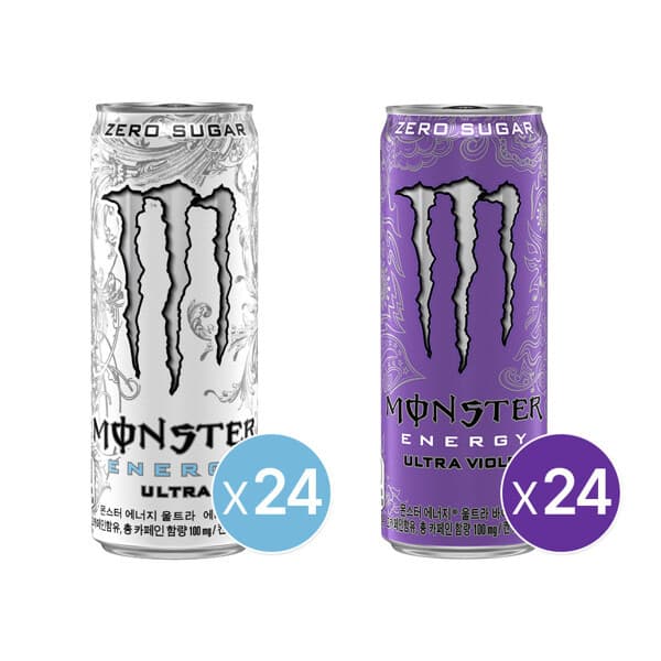 현대홈쇼핑Hmall 몬스터 에너지 울트라 355ml 캔 24개+몬스터 에너지 바이올렛 355ml 캔 24개