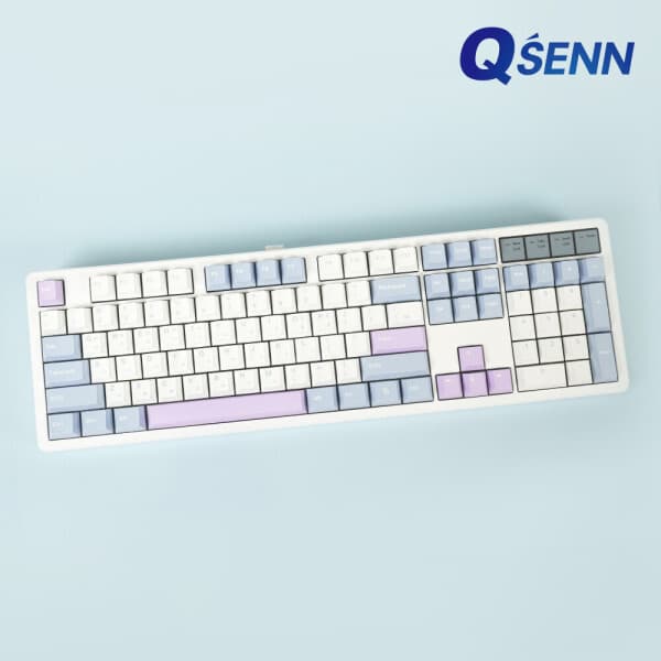 (주)큐센 QSENN Q104 PBT 풀윤활 가스켓 유무선 기계식 키보드 블루퍼플 저소음 - 최저가 59,800원