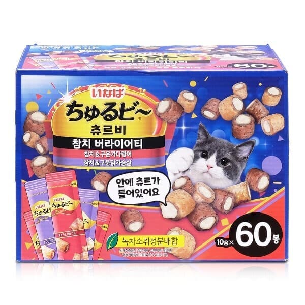 W쇼핑TV홈쇼핑 이나바 츄르비 참치 버라이어티 츠르 고양이 간식 60봉 - 최저가 31,200원