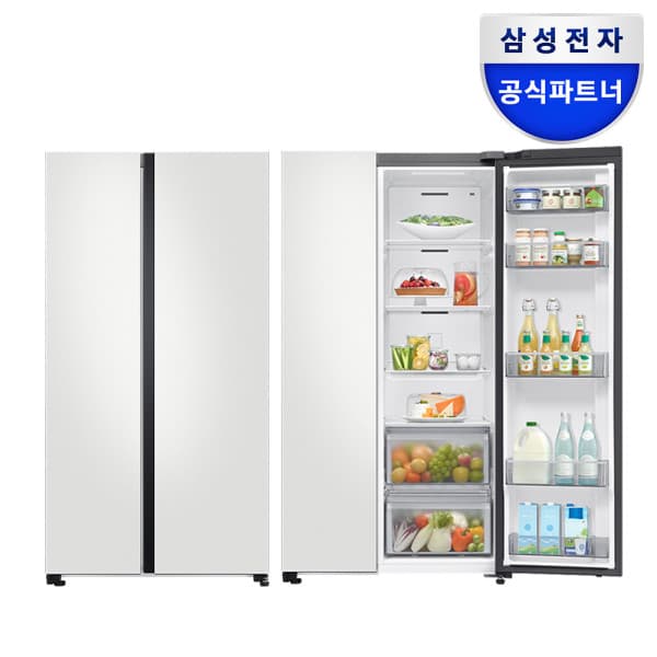 삼성공식현성 삼성전자 비스포크 냉장고 RS84DB5002CW 양문형 852리터 코타화이트