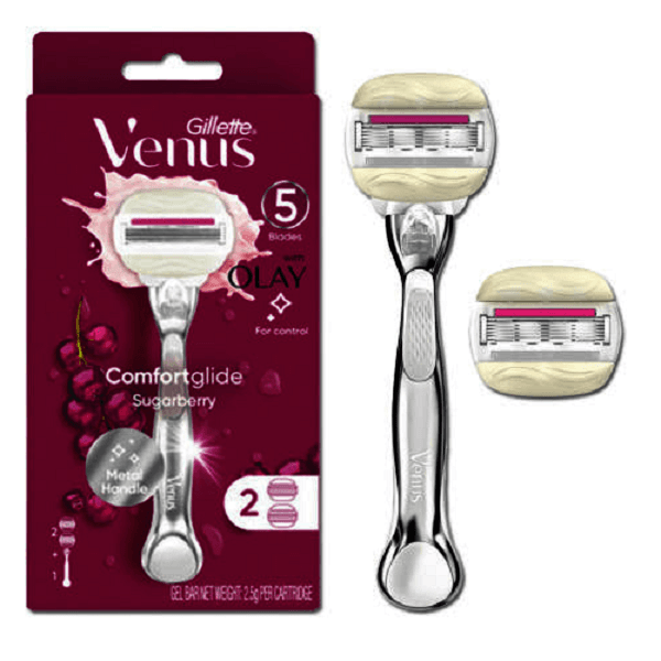 제이앤피shop 질레트 비너스 올레이 슈가베리 여성용 면도기 핸들 1입 면도날 2입 - 최저가 11,500원