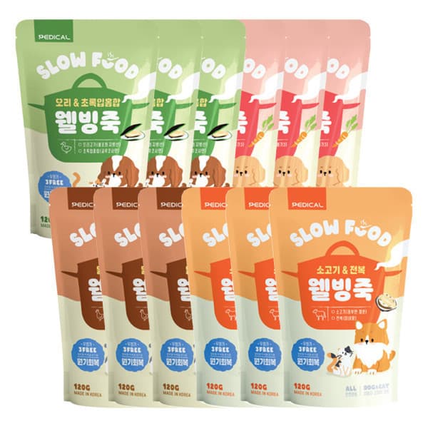 우다다냥이 페디칼 웰빙죽 120g 12개입 강아지 영양 보양식