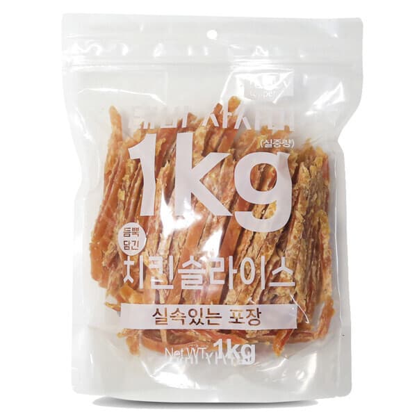 멍멍스타 테비 사사미 강아지간식 치킨슬라이스 1kg - 최저가 11,000원