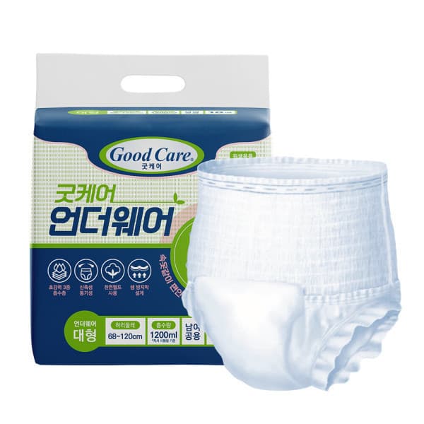 주식회사코코넛 굿케어 언더웨어 대형 10매 8팩 입는 요실금 팬티기저귀