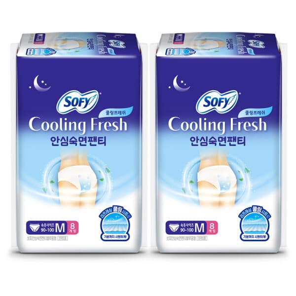 LG생활건강유니참 쏘피 쿨링프레쉬 안심숙면팬티 입는오버나이트 M 8P x 2개