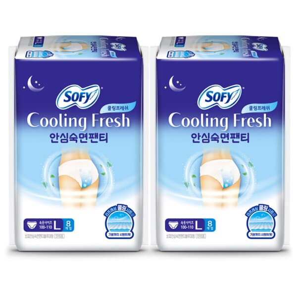 LG생활건강유니참 쏘피 쿨링프레쉬 안심숙면팬티 입는오버나이트 L 8P x 2개