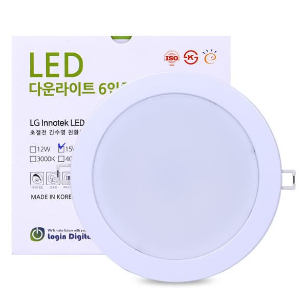 대성물산 고정형 LED 등기구 로그인디지탈 150MM 15W 6500K ADL-AE-H - 최저가 33,600원