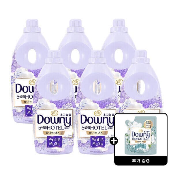 피앤지-스타배송 다우니 호텔컬렉션 섬유유연제 화이트 머스크 1L 6개 +다우니 화이트티 200mL