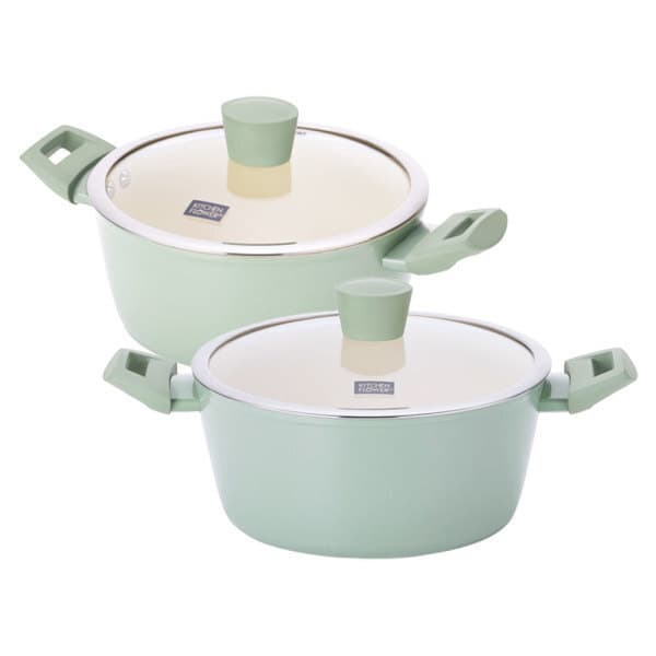 (주)남양키친플라워 키친플라워 그린애플 인덕션 양수냄비 22cm 24cm 세트