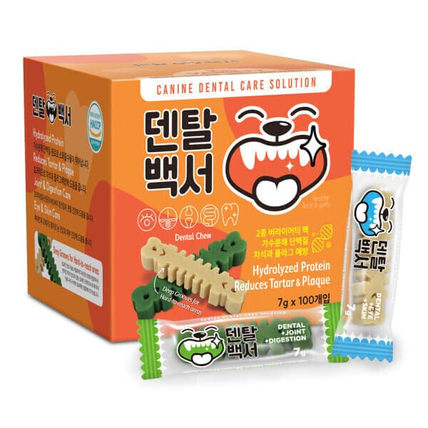 국민펫샵 덴탈백서 버라이어티팩 오렌지 S 100p 2종혼합 가수분해 기능성 덴탈껌