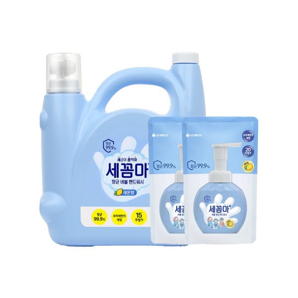 LG생활건강-스타배송 온더바디 세꼼마 핸드워시 레몬향 3.5L+레몬향 리필 200ml 2개