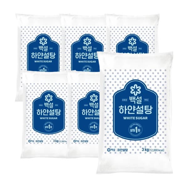 CJ제일제당-스타배송 백설 하얀 설탕 3kg 6봉 - 최저가 48,000원