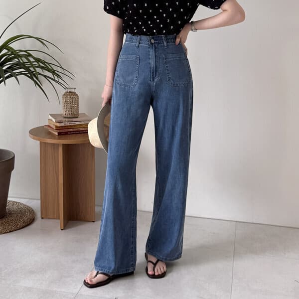 데일리앤 (S-2XL / 숏롱) 로잉 쿨 냉감 빅사이즈 여성 청바지 데님팬츠