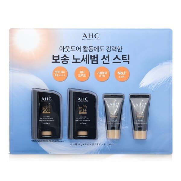 W쇼핑TV홈쇼핑 에이에이치씨 마스터즈 에어리치 선스틱 SPF50+ 22g 2개 + 선크림 10g 2개 - 최저가 29,400원