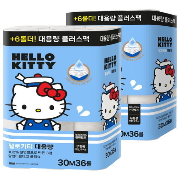 부소몰 헬로키티 대용량 플러스팩 36롤 2팩