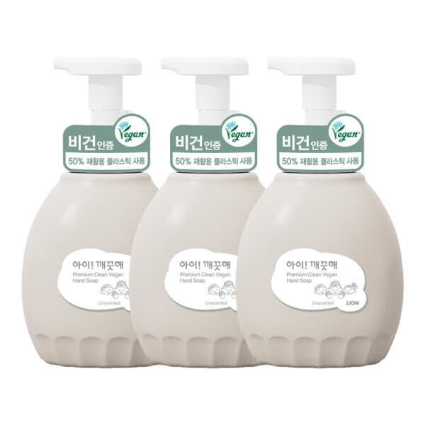 라이온코리아 아이깨끗해 프리미엄 핸드워시 클린비건 무향 450ml 3개 - 최저가 29,820원