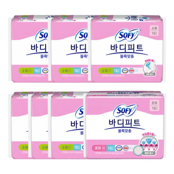 LG생활건강유니참 쏘피 바디피트 볼록맞춤 소형 16P 6개 + 중형 16P