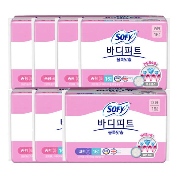 LG생활건강유니참 쏘피 바디피트 볼록맞춤 중형 16P 6개 + 대형 16P - 최저가 26,000원