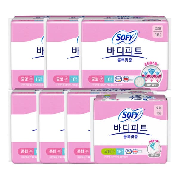 LG생활건강유니참 쏘피 바디피트 볼록맞춤 중형 16P 6개 + 소형 16P - 최저가 26,000원