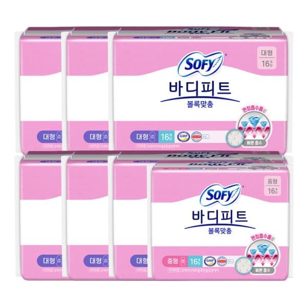 LG생활건강유니참 쏘피 바디피트 볼록맞춤 대형 16P 6개 + 중형 16P