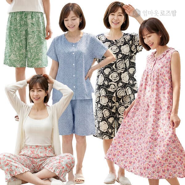 엄마옷로즈맘 로즈맘 여름 빅사이즈 홈웨어 반팔 잠옷 상하세트 - 최저가 13,400원