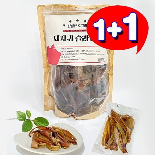 롯데아이몰 도그씨 돼지귀슬라이스 500g 국내산 애견간식