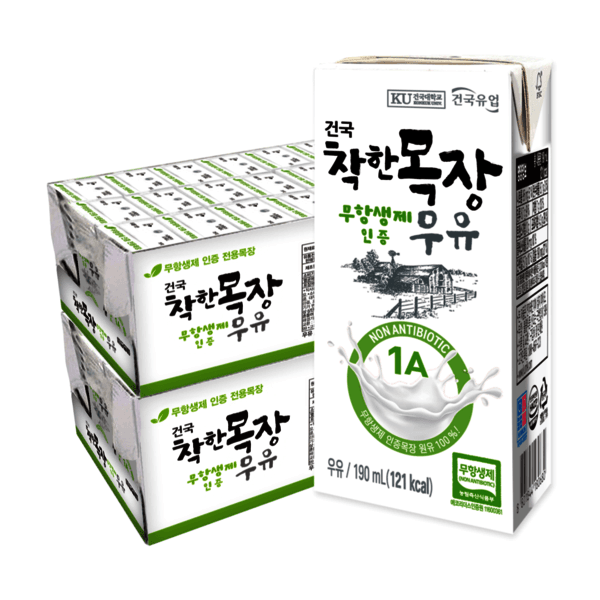 신세계몰 건국우유 착한목장 무항생제 멸균우유 190ml 48팩 - 최저가 26,870원