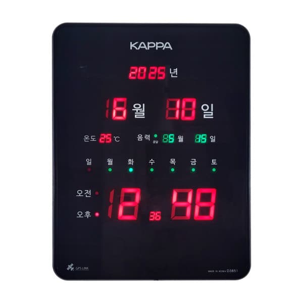 나리컬렉션 블랙라인 GPS 전파수신 디지털 벽걸이 시계 3851 음력 온도 표시