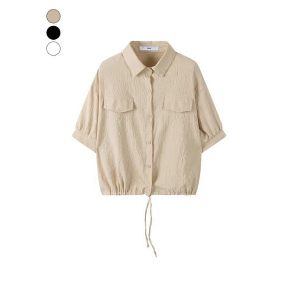 fashionplus 링클 밑단 스트링 블라우스 BP6BL041A