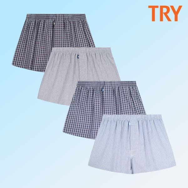 베스트언더웨어 (2+2) TRY 남성 쿨 시어서커 쇼츠 트렁크 팬티 4매세트