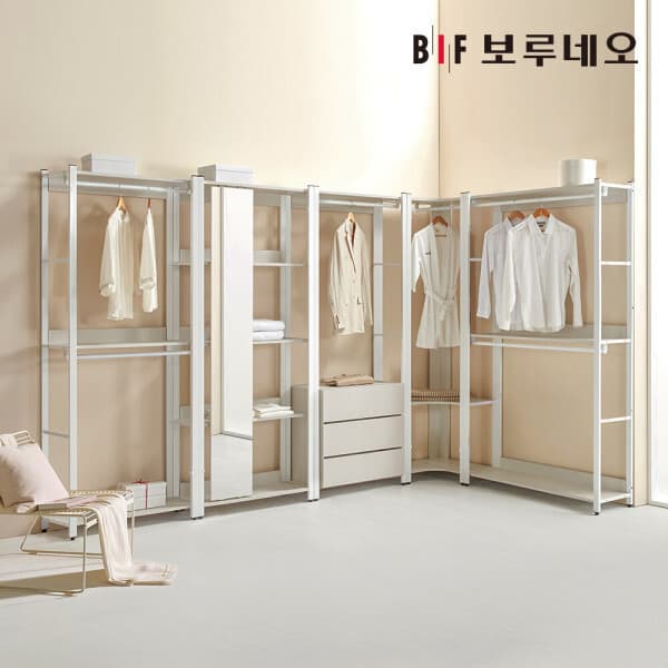 보루네오BIF 보루네오 아이든 시스템 행거 철제 드레스룸 800/1200 이동식 옷행거 - 최저가 105,700원