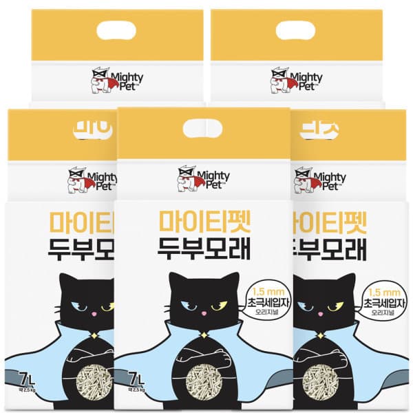 마이티펫스토어 마이티펫 고양이 두부모래 초극세입자 35L(7L X 5개입) - 최저가 17,500원