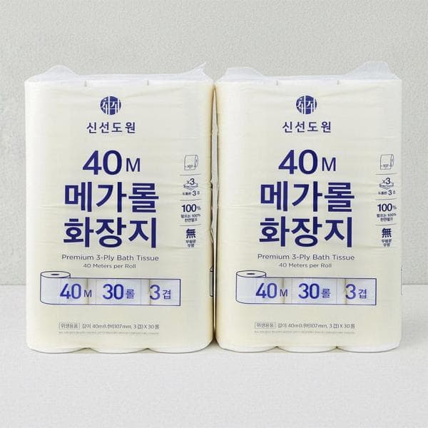 메가마트온라인몰 메가마트 신선도원 메가롤 화장지 40Mx30롤x2세트