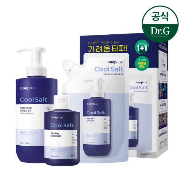 닥터지공식스토어 닥터지 두피랩 쿨 솔트 스케일링 샴푸 500g + 리필 500g + 증정 100g