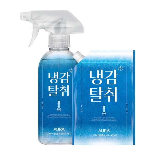 LG생활건강-스타배송 아우라 냉감탈취 쿨링 스프레이 400ml + 리필 330ml