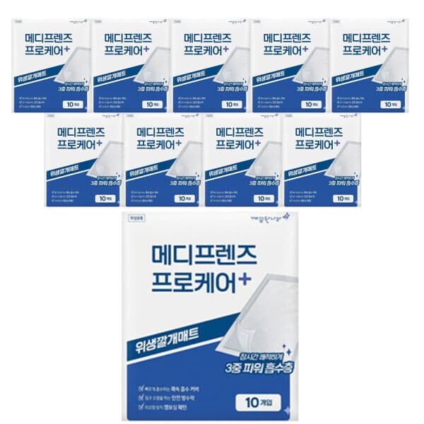 유아플러스 깨끗한나라 메디프렌즈 위생깔개매트 10매 x 10팩 총100매 - 최저가 25,200원