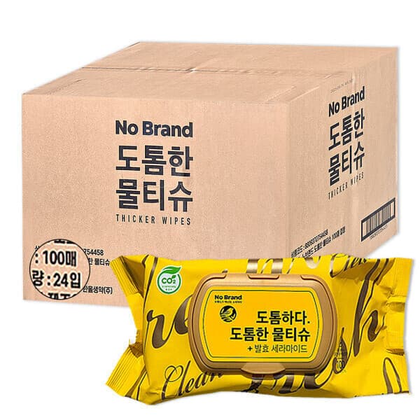 청년상사 노브랜드 도톰한 물티슈 캡형 100매 X 24팩 - 최저가 30,900원