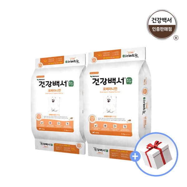 롯데아이몰 브이펫 건강백서 순 포메라니언 5.1kg 2개 (총 10.2kg) + 새감바 1개 랜덤 - 최저가 55,680원