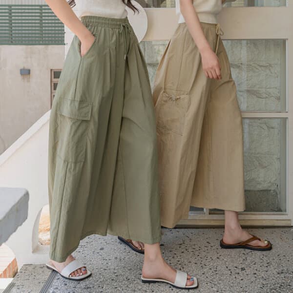 GS_SHOP 그로우앤더 와이드카고 벌룬 바스락 치마바지 2타입(숏롱)