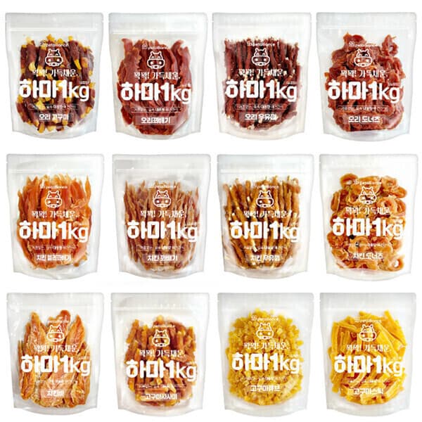 몽군냥군 1KG 간식 10종 대용량 강아지 하마간식 반려동물 애견간식