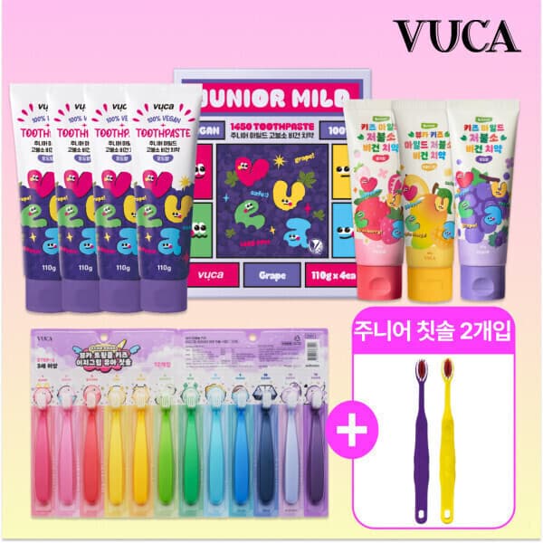 뷰카(VUCA) VU.CA 비건 고불소 저불소 어린이 치약 칫솔 모음