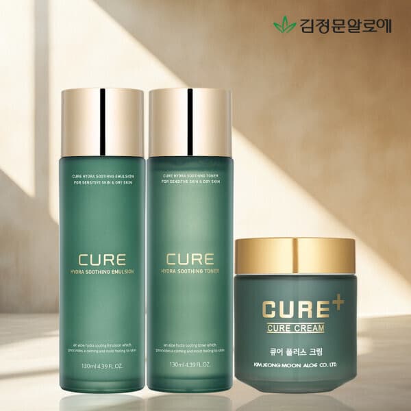 김정문알로에공식몰 김정문알로에 큐어 하이드라 수딩 토너+에멀젼 130ml+플러스크림 - 최저가 34,130원