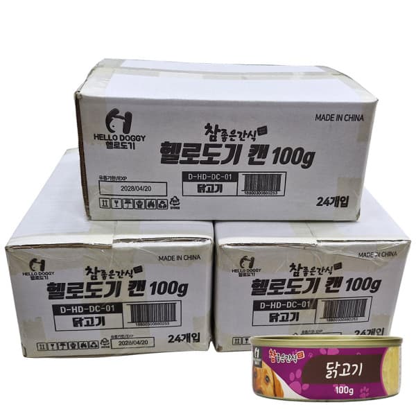 클릭펫 헬로도기 참좋은간식 강아지 캔 닭고기 100g x 72개