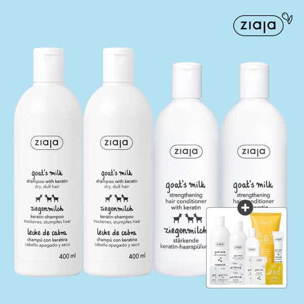 지아자코리아공식 지아자 산양유 샴푸 400ml 2개 + 산양유 컨디셔너 200ml 2개