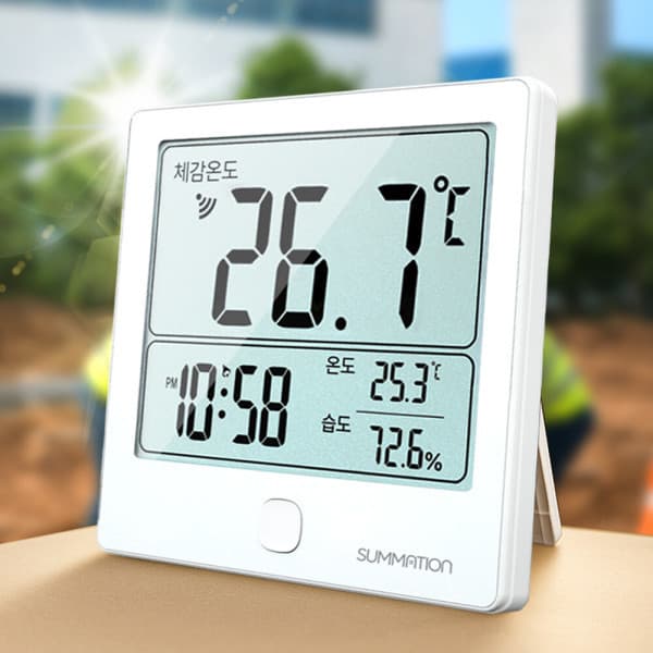 주식회사빌리브 써메이션 디지털 체감온도계 SM-1 건전지 포함 온습도계 온도경보 스탠드형 벽걸이